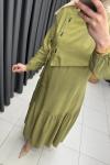 Vera Tensel Kumaş Elbise  Yağ Yeşili