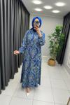 Zena Etnik Desen Elbise  Saks Mavisi