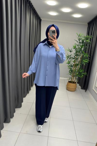 Star Çizgili Gömlek  Mavi