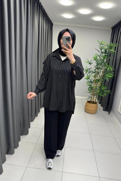 Palazzo Pantolon Lüblün Krep Siyah