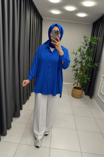 Palazzo Pantolon Lüblün Krep Beyaz