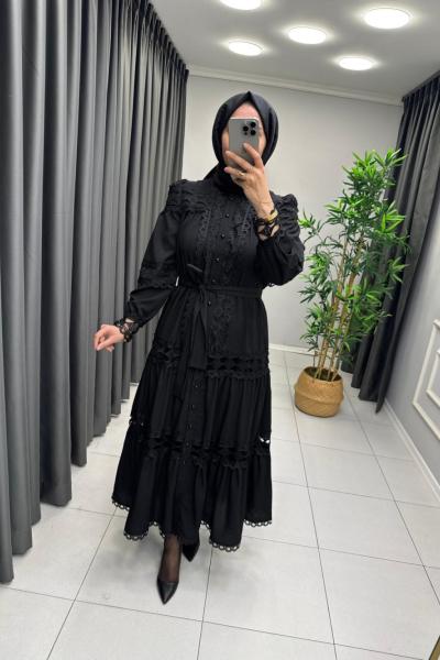 Roza  Elbise  Siyah