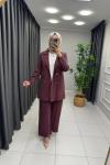 Noshe Qupra Ceketli Takım  Mürdüm