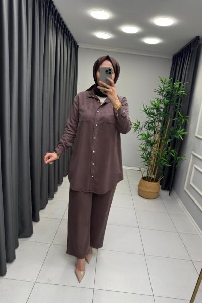 Noshe Tensel Takım  Kahverengi