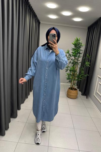 Tensel Gömlek Kap  Mavi