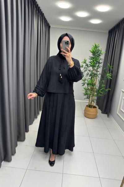 Venedik Etekli Takım Siyah