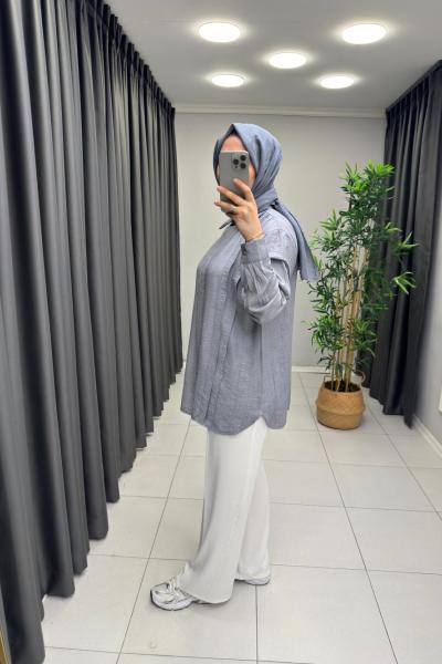 Lema Çilek Keten Gömlek  Gri