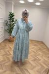 ETNİK DESEN ELBİSE Açık Mavi