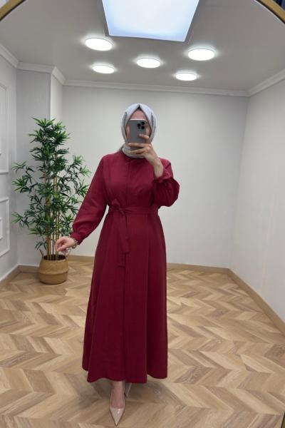 Nage Tensel Elbise  Bordo