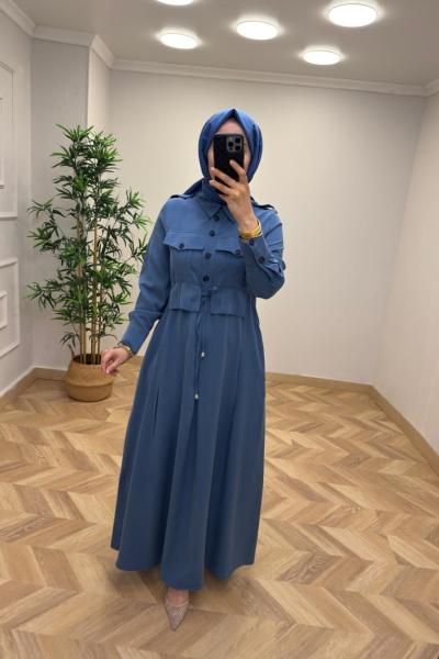 Ahsen Tensel Elbise  İndigo Mavi