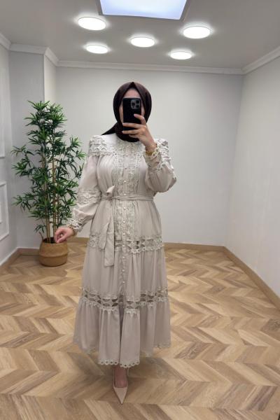 Roza  Elbise  Krem