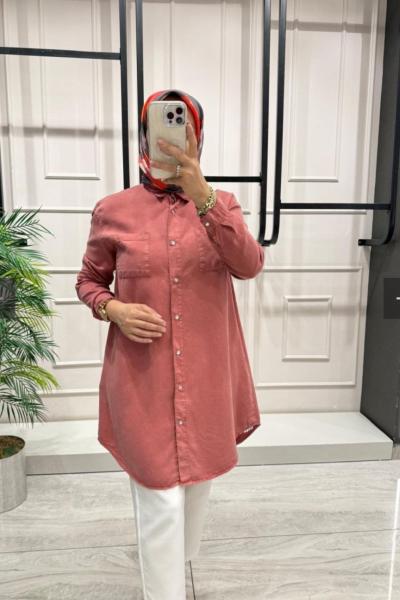 Noshe Tensel Gömlek  Kremit