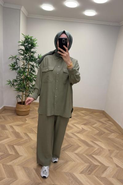 İkoll Çilek Keten Takım  Haki