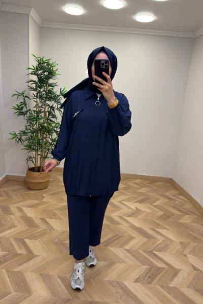 Bella Çilek Keten Takım  Lacivert