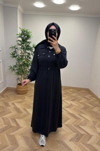 Sahra Pike Elbise  Siyah