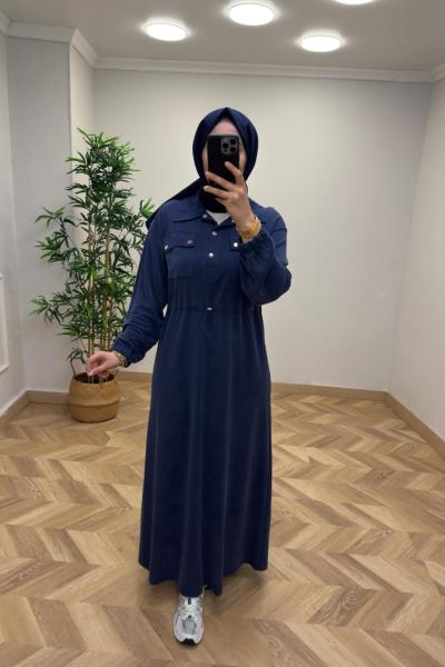 Sahra Pike Elbise  Lacivert