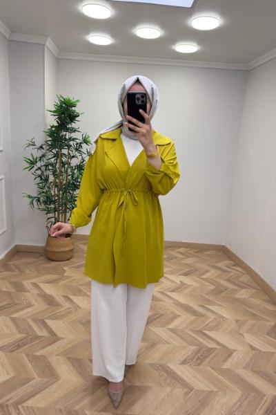 Eylül Bağcıklı  Ceket  Yağ Yeşili