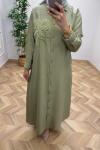 Gül Detay Elbise Mint Yeşili