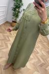 Gül Detay Elbise Mint Yeşili