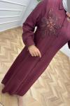 Gül Detay Elbise Bordo