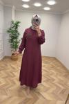 Gül Detay Elbise Bordo