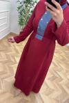 Kot Detaylı Zümra Elbise Bordo