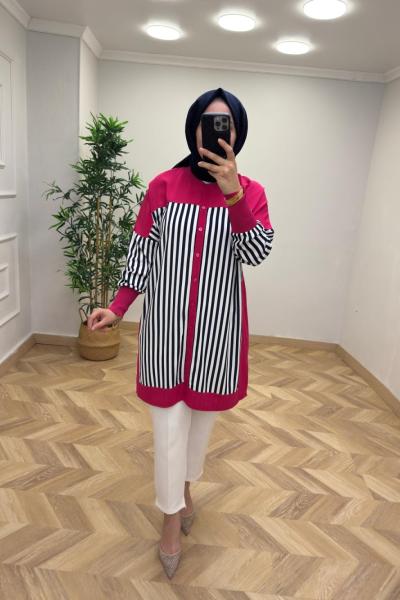 EGS Çizgili Gömlek Pembe