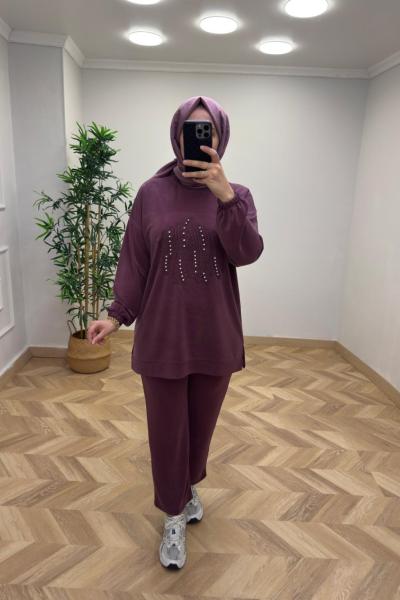 Nival Taşlı Takım Mürdüm