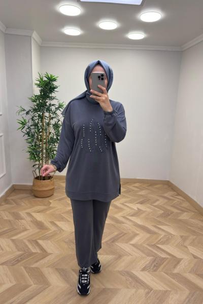 Nival Taşlı Takım Gri