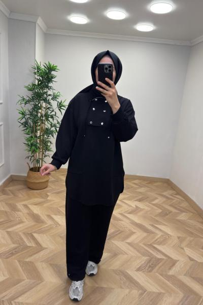 Hera Çıt Çıt Detay Takım Siyah