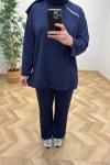 Sahra Taş Detaylı Takım Lacivert