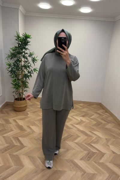 Sahra Taş Detaylı Takım Mint Yeşili