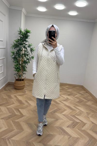 Arin Taş Detay Yelek Krem