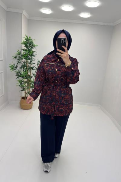 Loya Vintage Ceket Lacivert Kırmızı