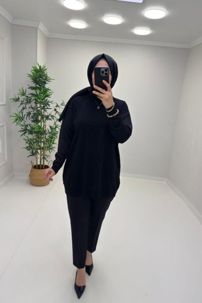 Simli Merserize Tunik Siyah