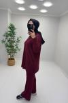 Sim Detaylı Merserize Takım Bordo