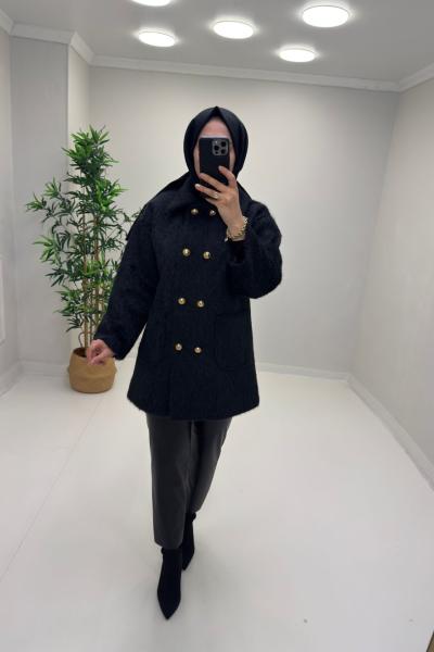 Premium Kalite Kürk Ceket Siyah