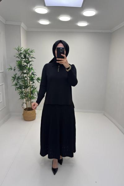 Lisa Etekli Merserize Takım Siyah