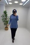 ERVA Merserize Tunik İndigo Mavi