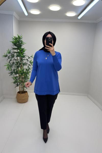 ERVA Merserize Tunik Saks Mavisi