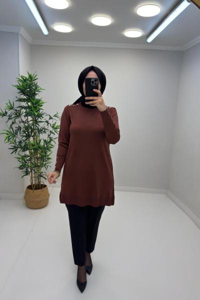 Neva Merserize Tunik Kahverengi