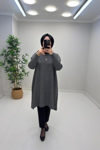 Uzun Triko Tunik Antrasit