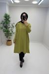 Uzun Triko Tunik Yağ Yeşili