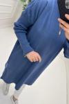 Uzun Triko Tunik İndigo Mavi