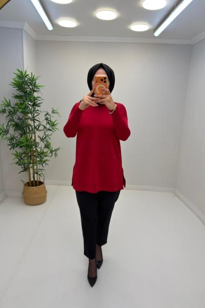 ERVA Merserize Tunik Kırmızı
