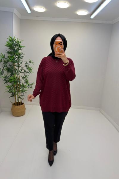 Simli Merserize Tunik Bordo