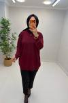 Simli Merserize Tunik Bordo