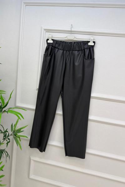 Puane deri pantolon Siyah