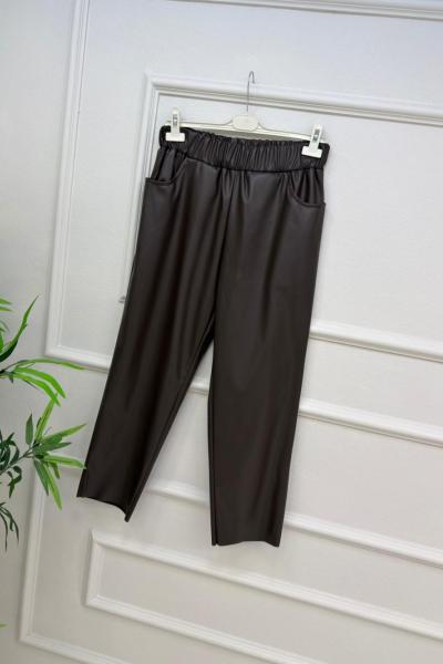 Puane deri pantolon Kahverengi