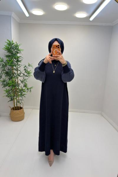 Sahra Cupra Elbise Lacivert